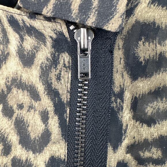 The Kooples Zip Blouse Leopard Print Silk Size M Edgy Rock Rebellion Designer - Picture 4 of 9